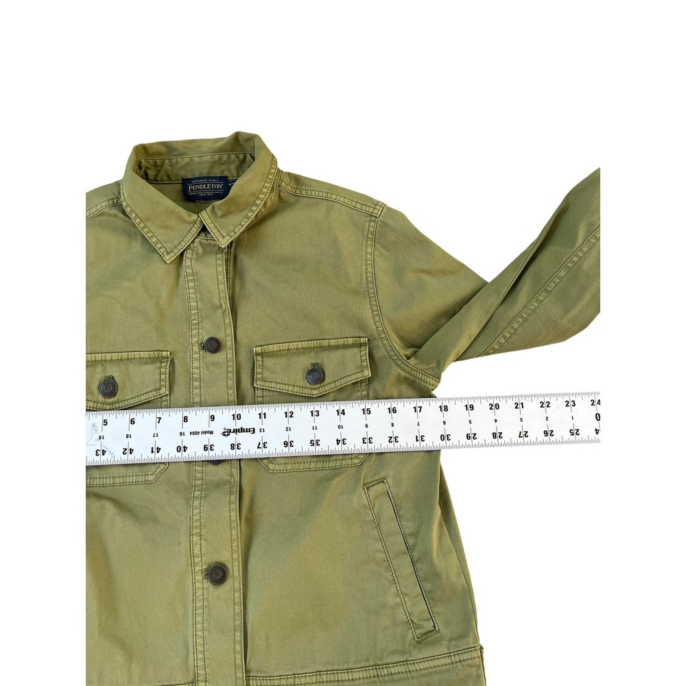 Pendleton Trucker Canvas Cropped Jacket Olive Gre… - image 7